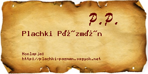 Plachki Pázmán névjegykártya